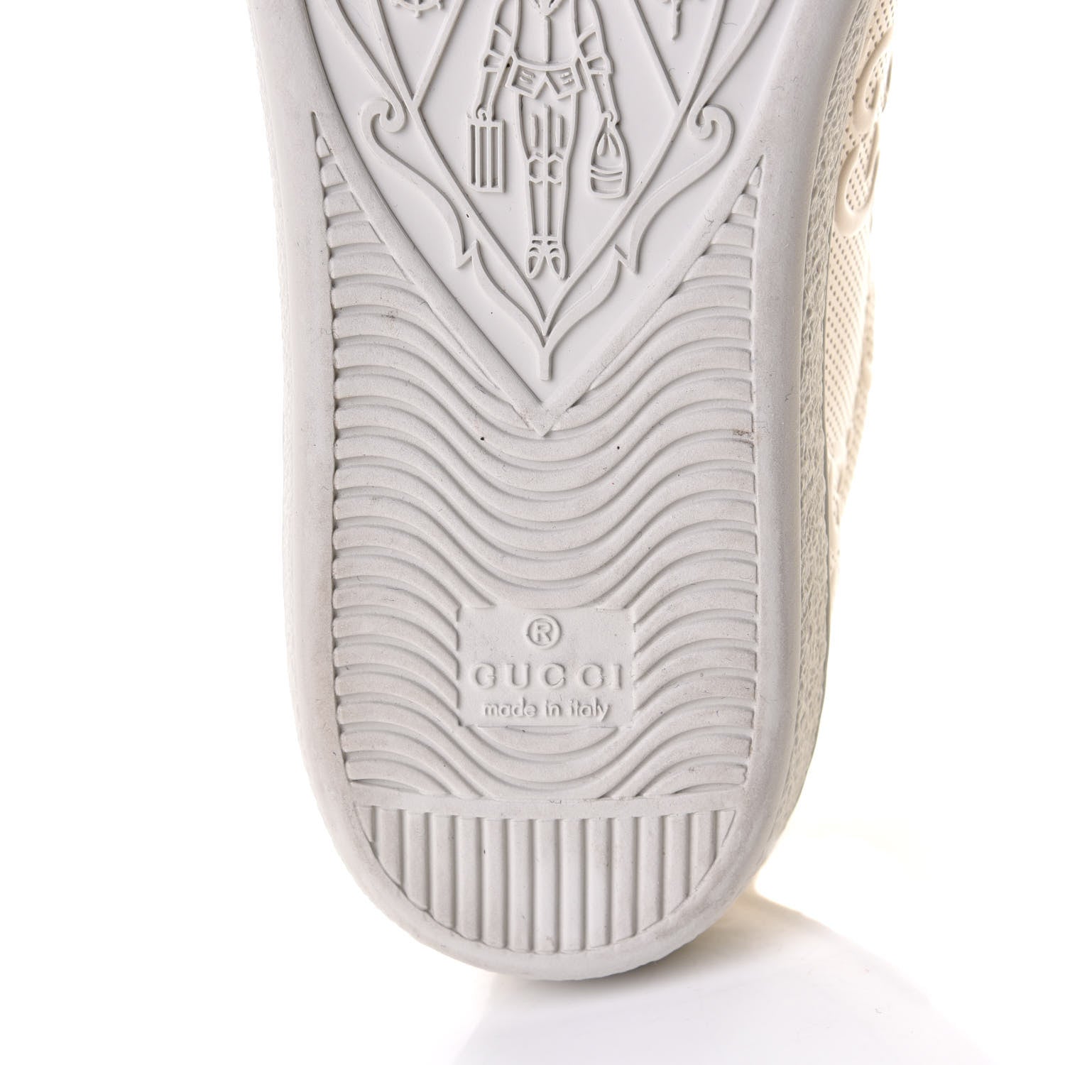 Gucci Calfskin GG Tennis Embossed Womens Ace Sneakers 37.5 Mystic White 7 of 8