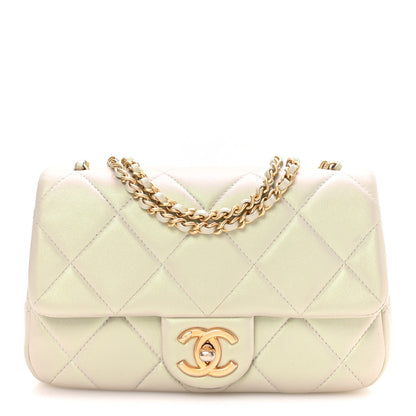 Chanel Pearly Lambskin Quilted Pearl Small Flap Light Grey 1 of 10