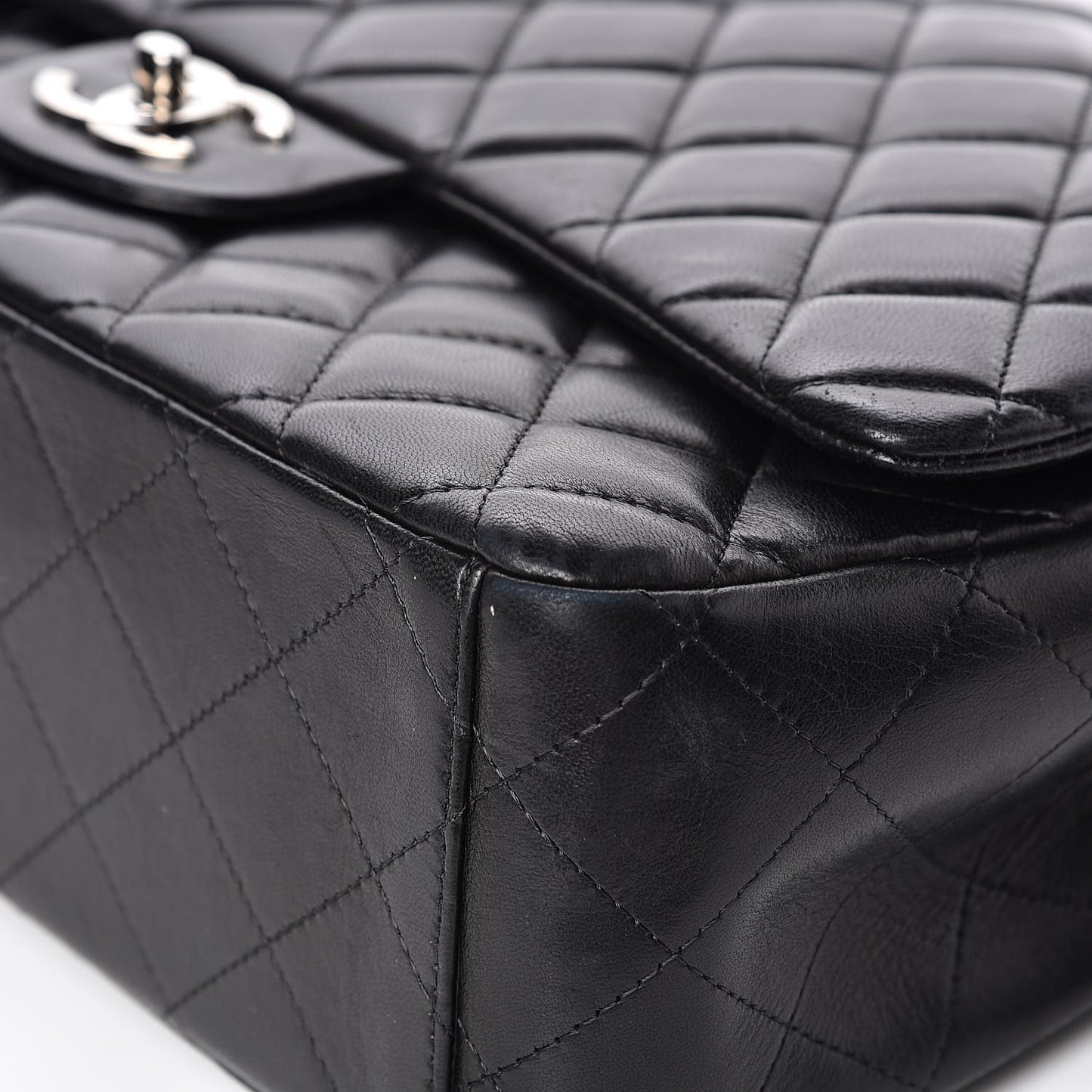 Lambskin Quilted Maxi Double Flap Black