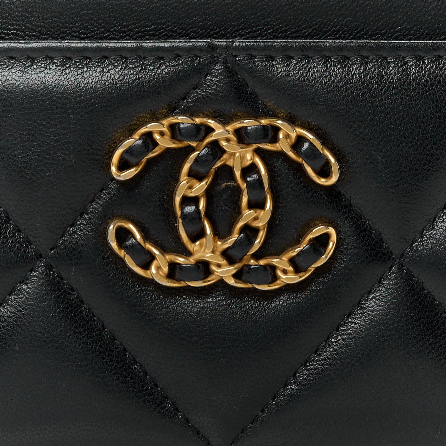 Chanel Lambskin Quilted Chanel 19 Card Holder Black 9 of 11
