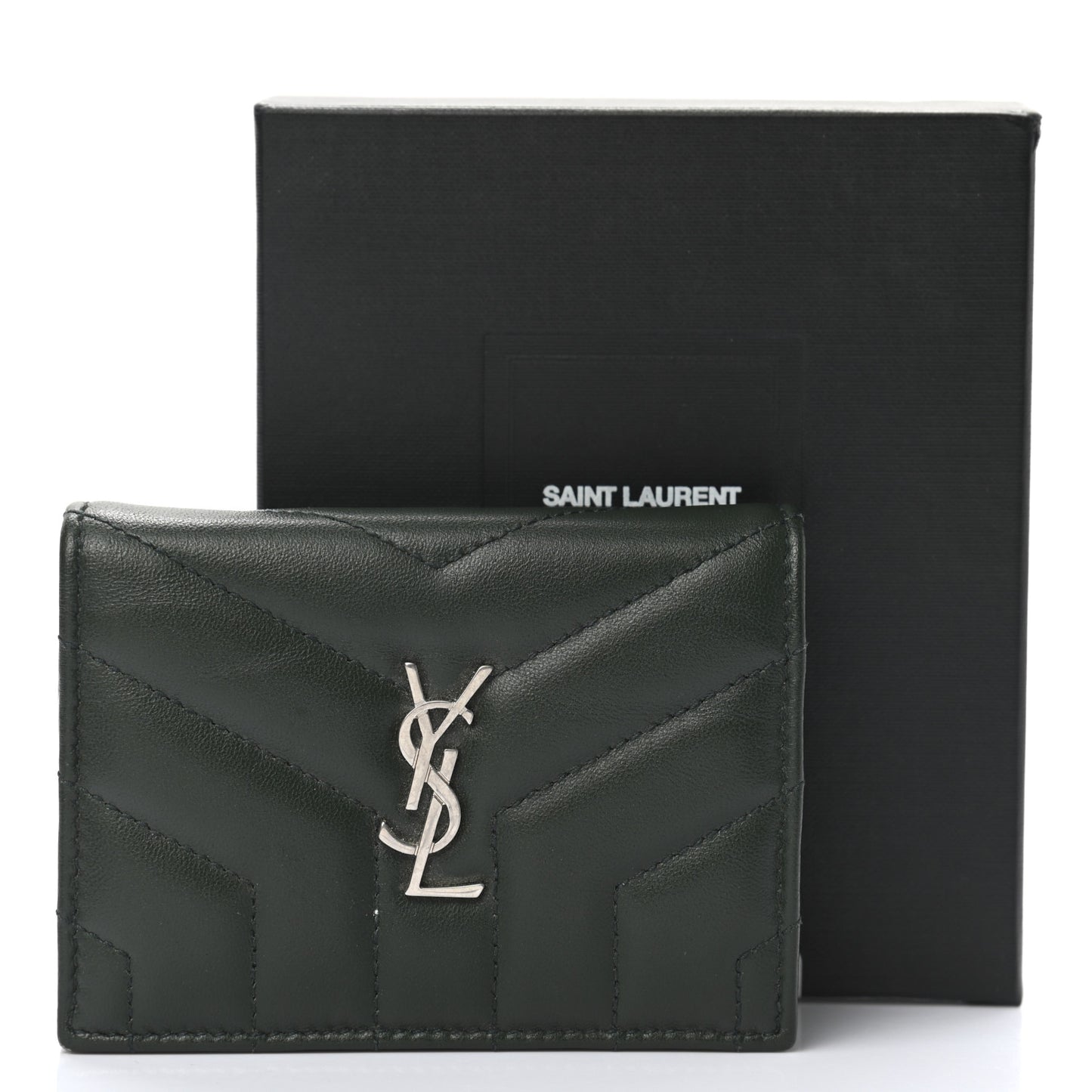 Lambskin Y Quilted Monogram Loulou Flap Wallet Olive