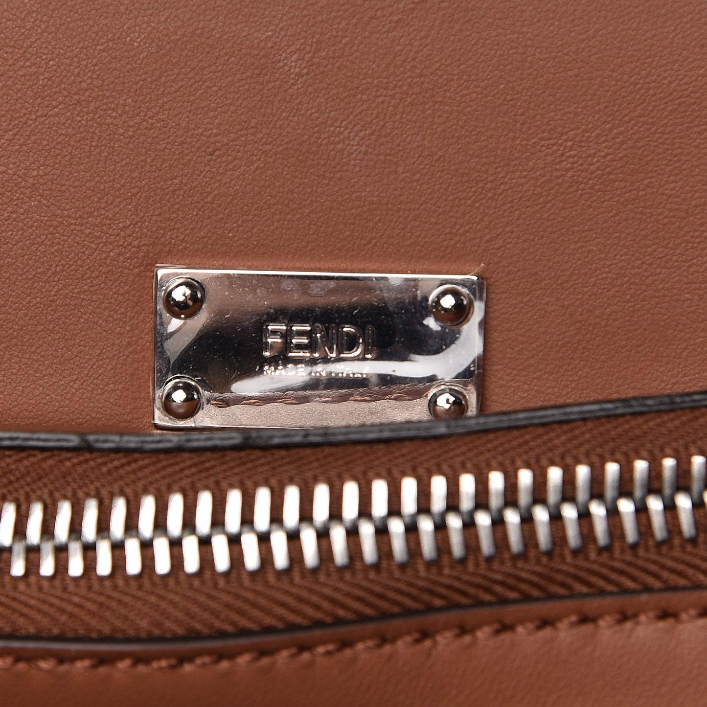 Canvas Calfskin Suede Large Peekaboo Iconic Essential Satchel Brown