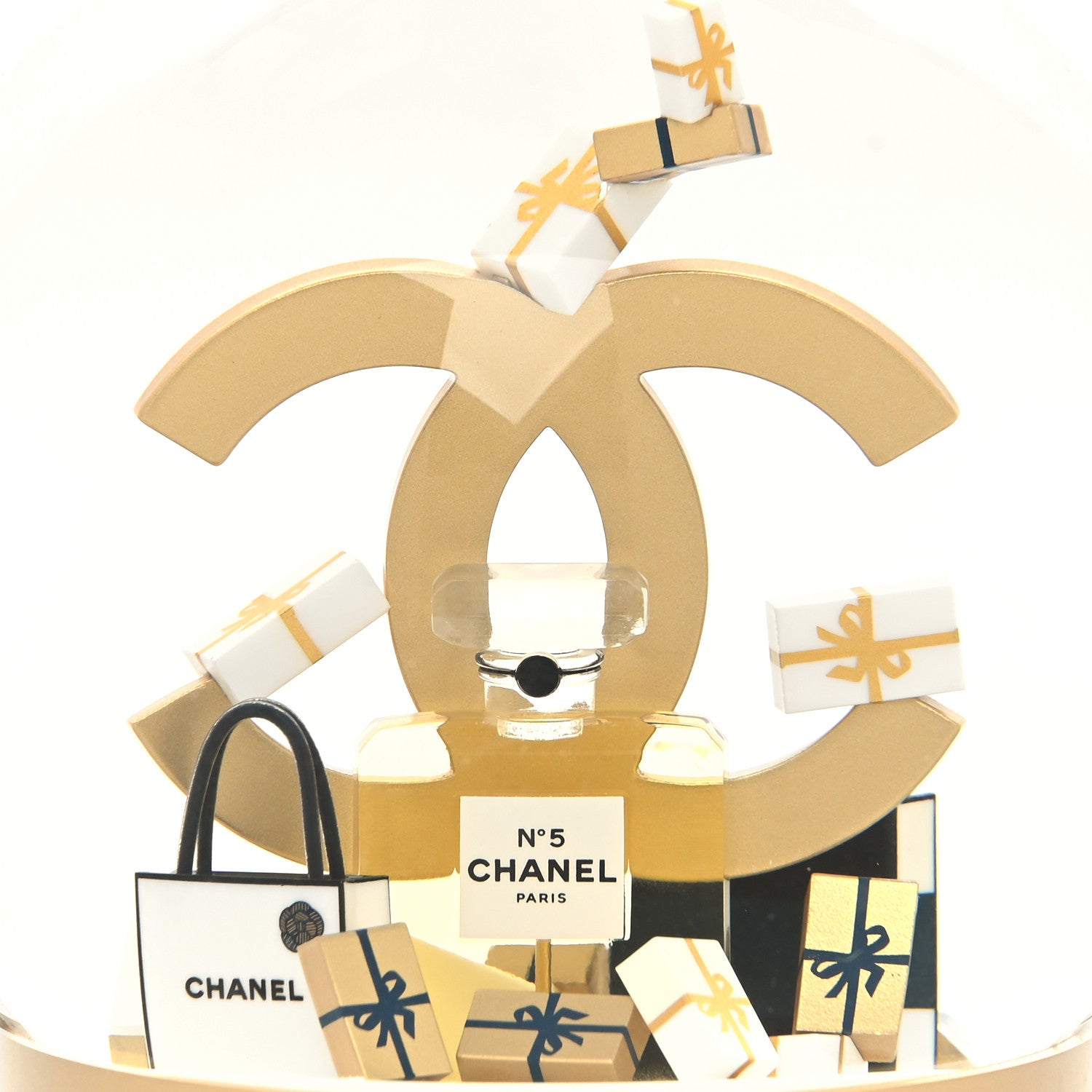 Chanel Glass CC Shopping Bag Snow Globe Gold 7 of 9