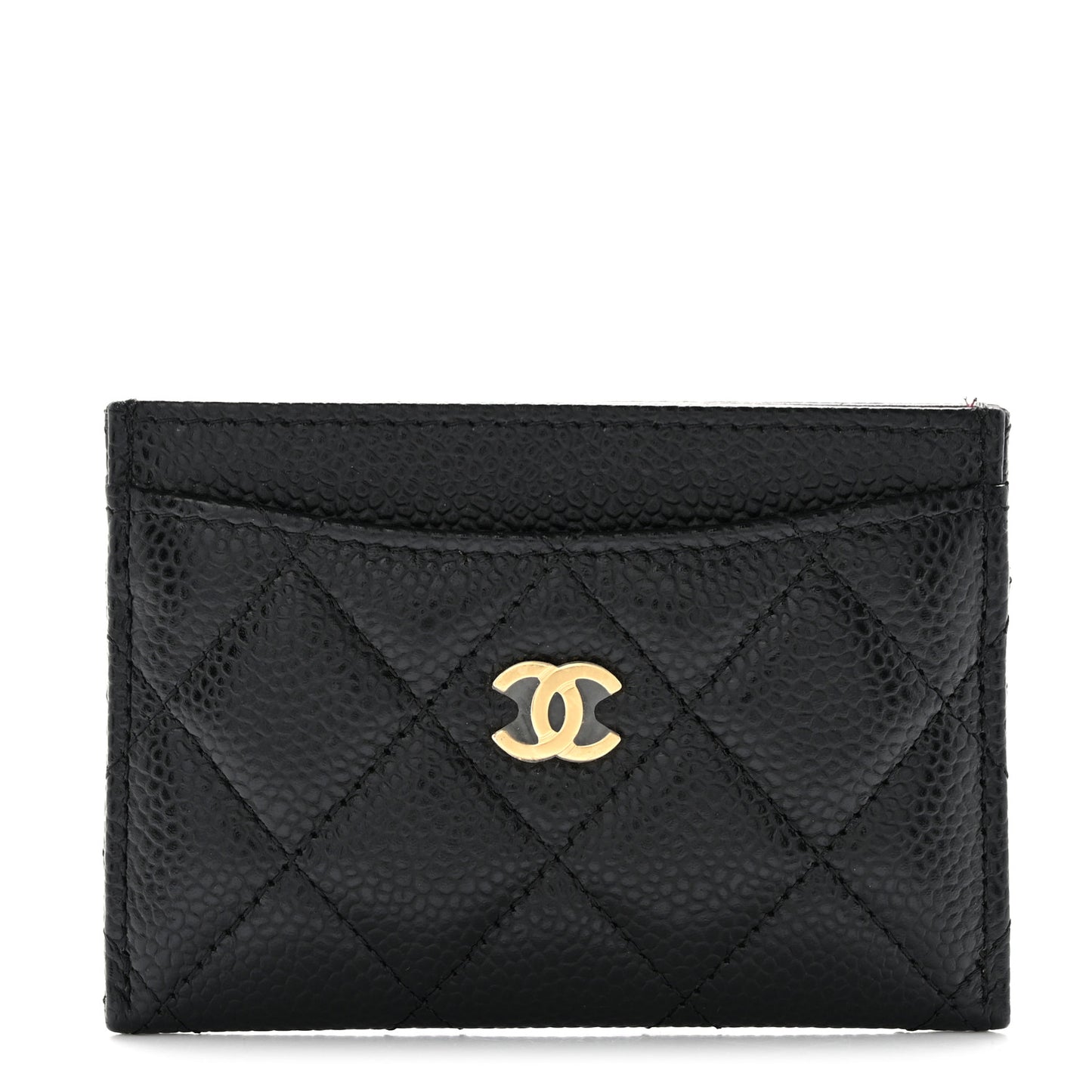 Caviar Quilted Card Holder Black