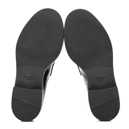 Prada Spazzolato Metal Triangle Logo 50mm Loafers 37 Black 5 of 9
