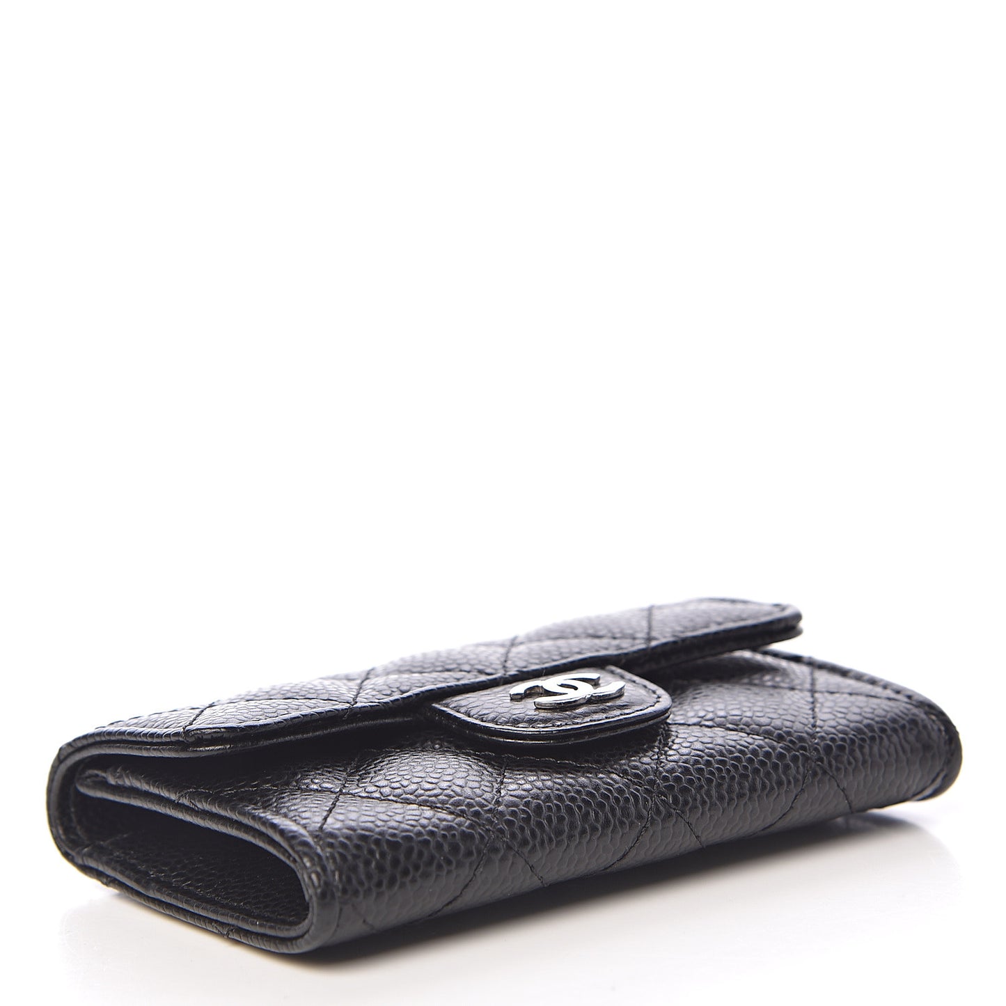 Caviar Quilted Flap Card Holder Black