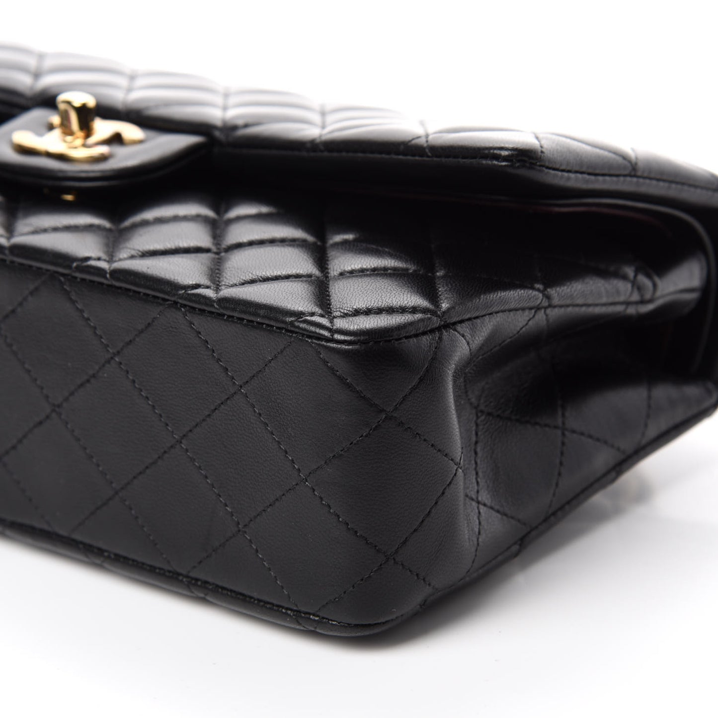 Lambskin Quilted Medium Double Flap Black
