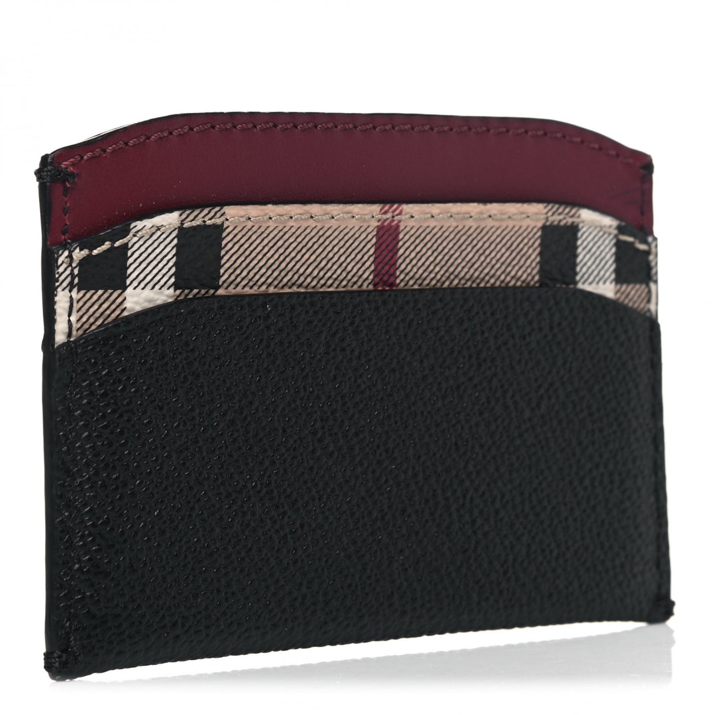 Calfskin Horseferry Check Izzy Card Case Black Burgundy