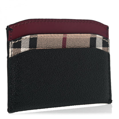 Burberry Calfskin Horseferry Check Izzy Card Case Black Burgundy 2 of 4