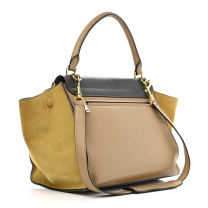 Celine Calfskin Suede Tri-color Small Trapeze Olive 4 of 15