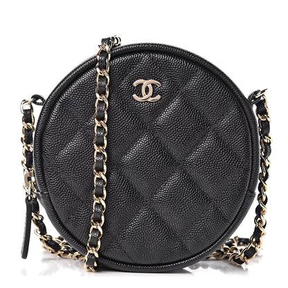 Chanel Caviar Quilted Round Clutch With Chain Black 1 of 11