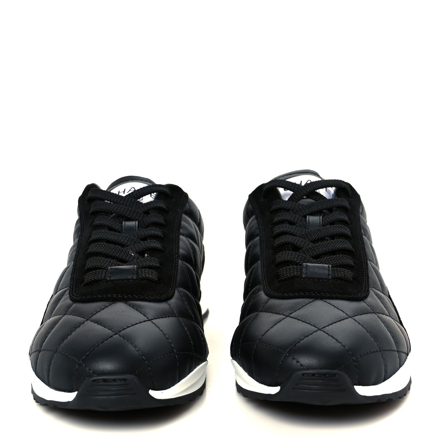 Calfskin Suede Quilted Womens Sneakers 40.5 Black