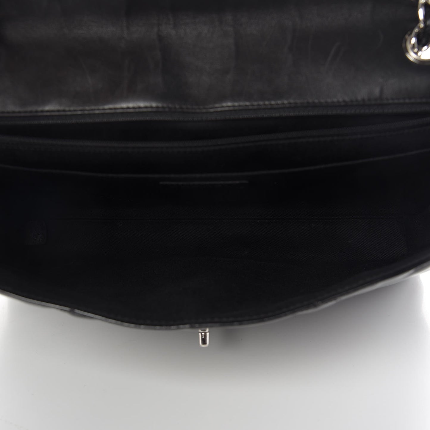 Vinyl Quilted In the Business Flap Bag Black