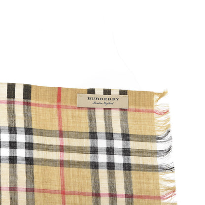 Burberry Wool Silk Gauze Vintage Check Scarf Antique Yellow 2 of 4