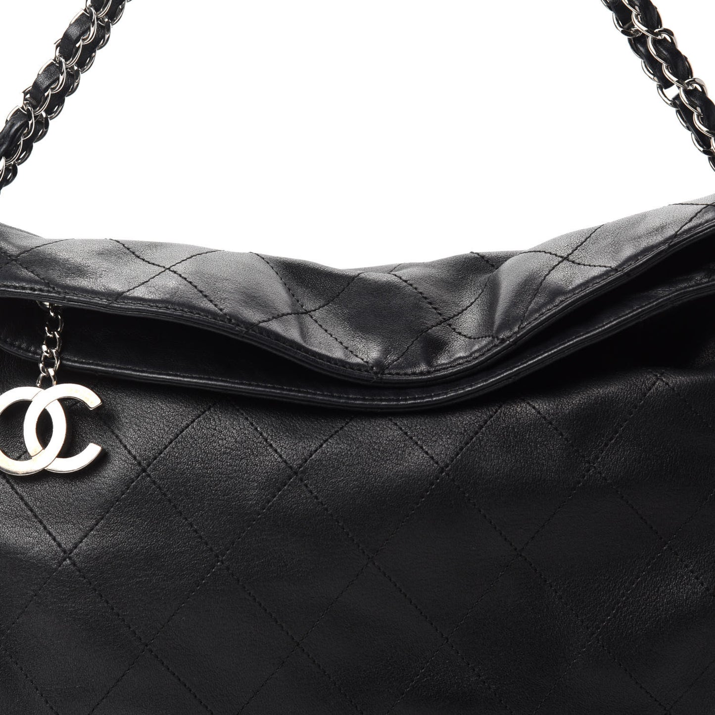 Lambskin Stitched Medium Ultimate Soft Tote Black
