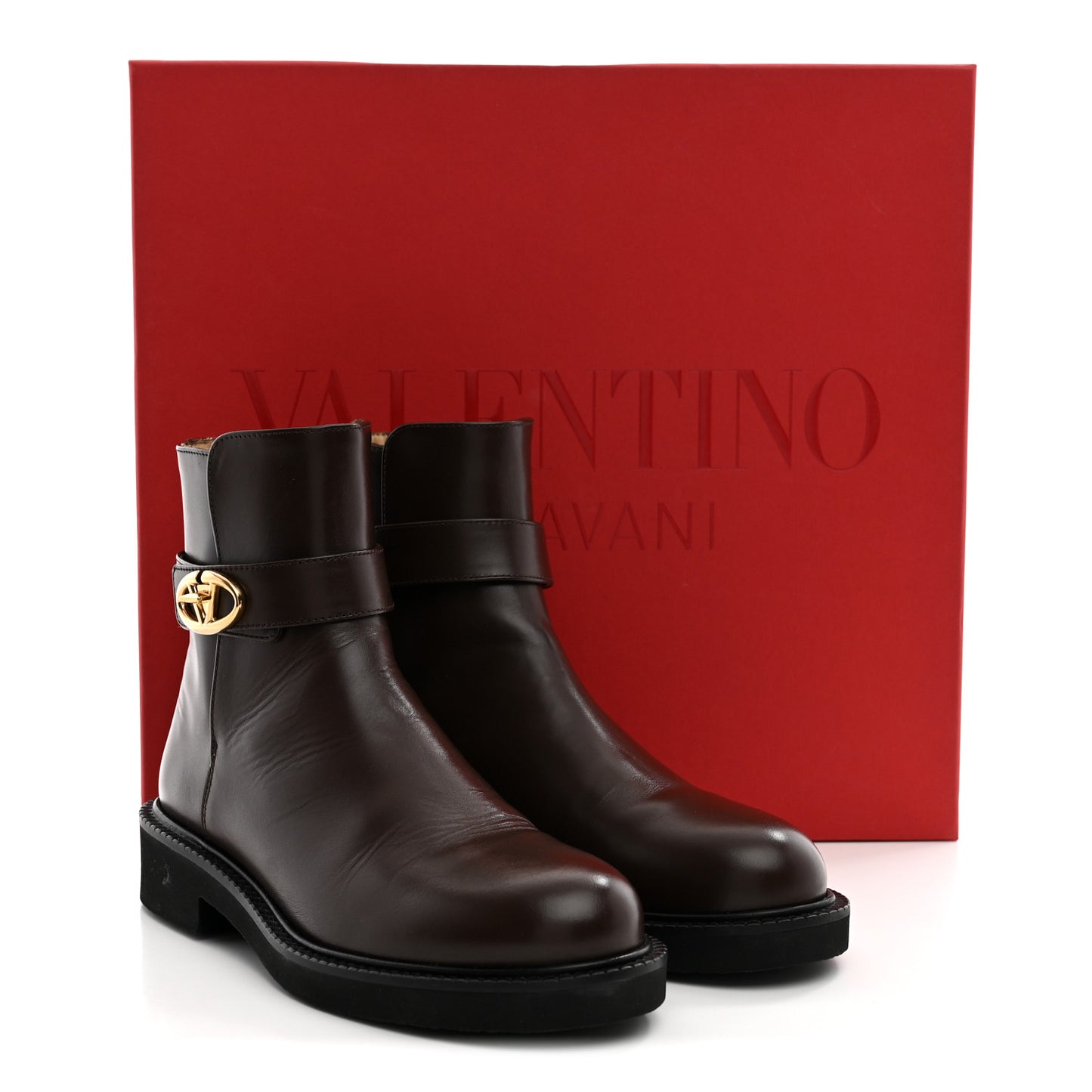Calfskin VLogo Locker 40mm Ankle Boots 36.5 Brown