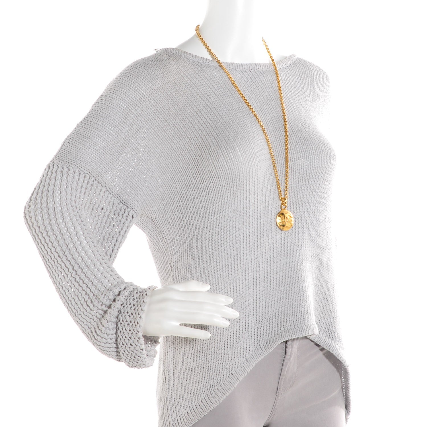Chanel CC Pendant Necklace Gold 2 of 3