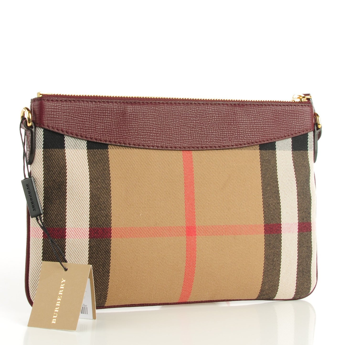 House Check Derby Peyton Crossbody Clutch Bag Mahogany Red
