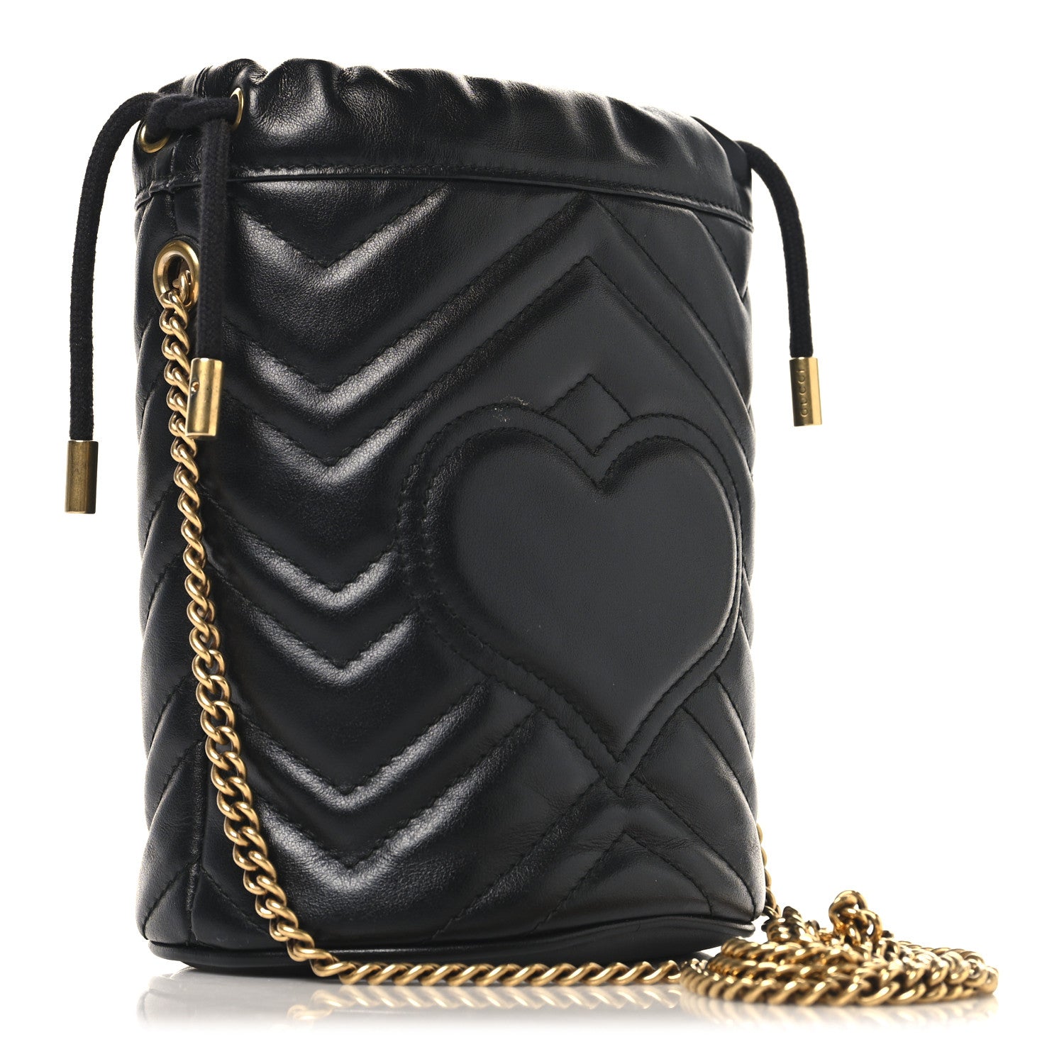 Gucci Calfskin Matelasse Mini GG Marmont 2.0 Bucket Bag Black 3 of 11