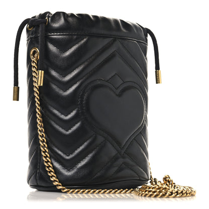Gucci Calfskin Matelasse Mini GG Marmont 2.0 Bucket Bag Black 3 of 11