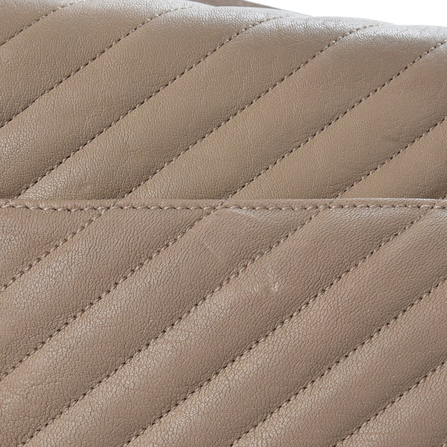 Sheepskin Matelasse Chevron Monogram Large College Satchel Beige