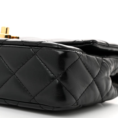 Chanel Shiny Lambskin Quilted Golden Links Top Handle Flap Black 10 of 10