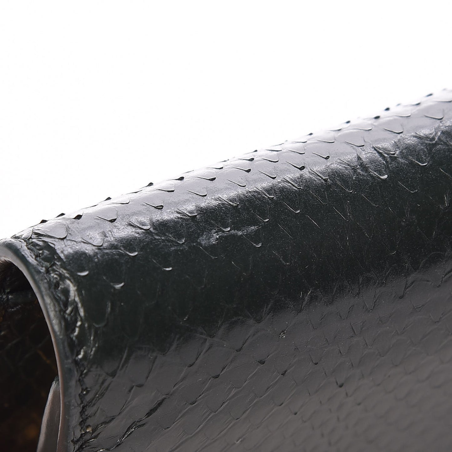 Snakeskin Monogram Envelope Chain Wallet Dark Green