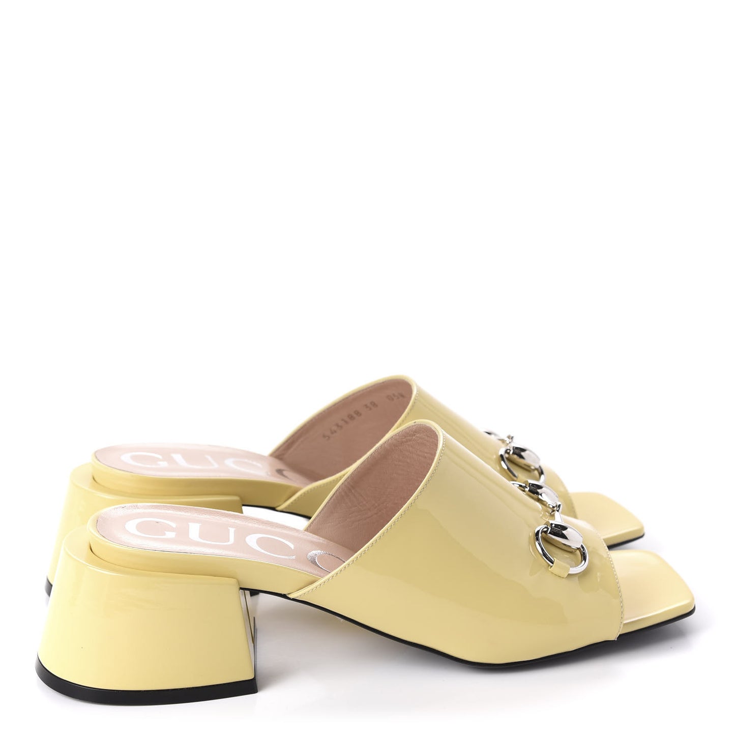 Patent Lexi Horsebit Mid-Heel Slide Sandals 38 Burro