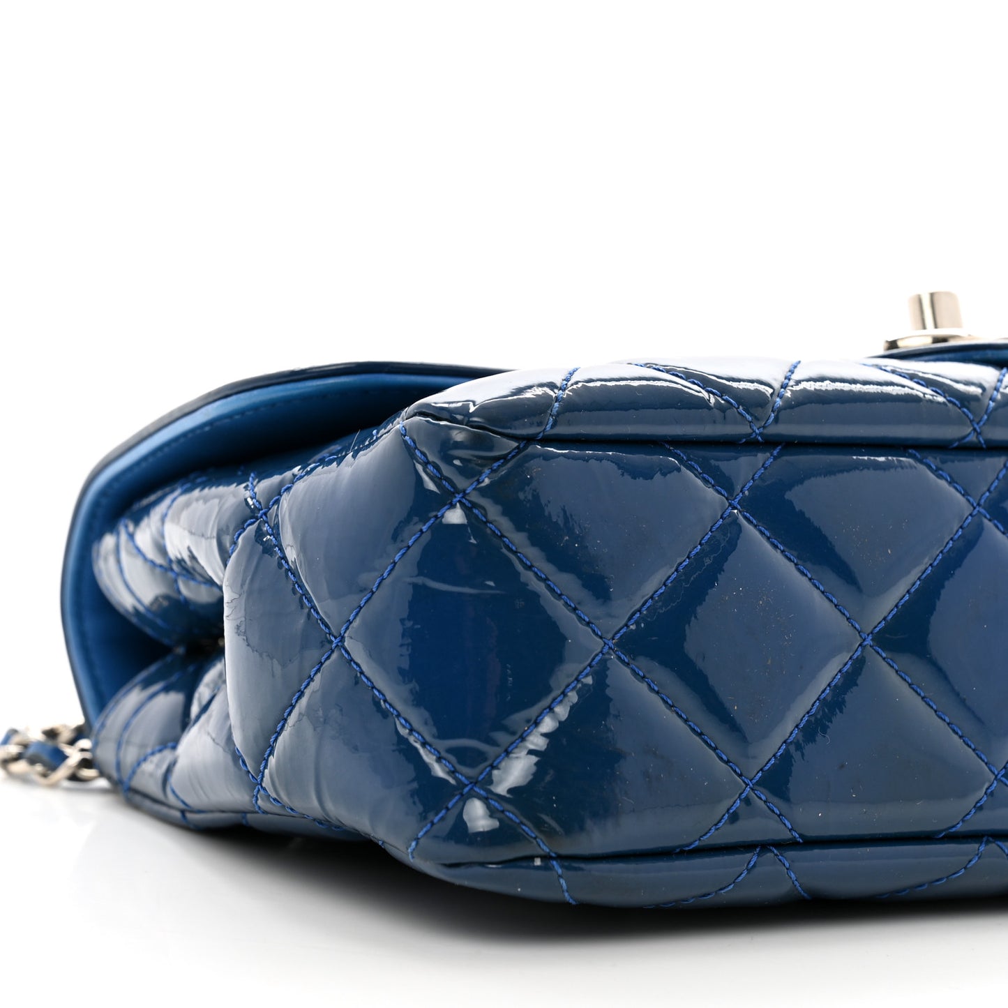 Patent Quilted Small Coco Shine Flap Blue