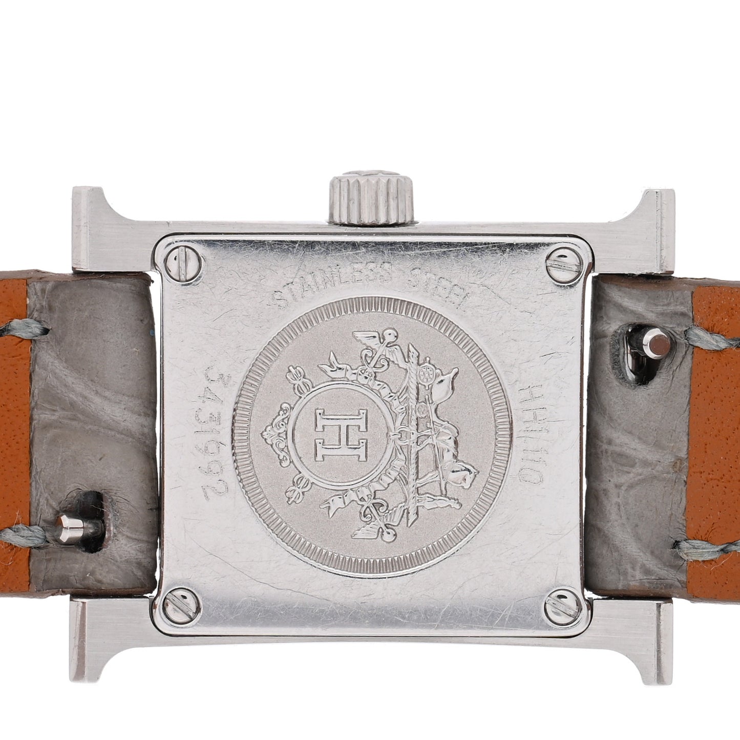 Stainless Steel Alligator Diamond Mother of Pearl 17.2mm Heure H Hour Quartz Watch Gris Perle