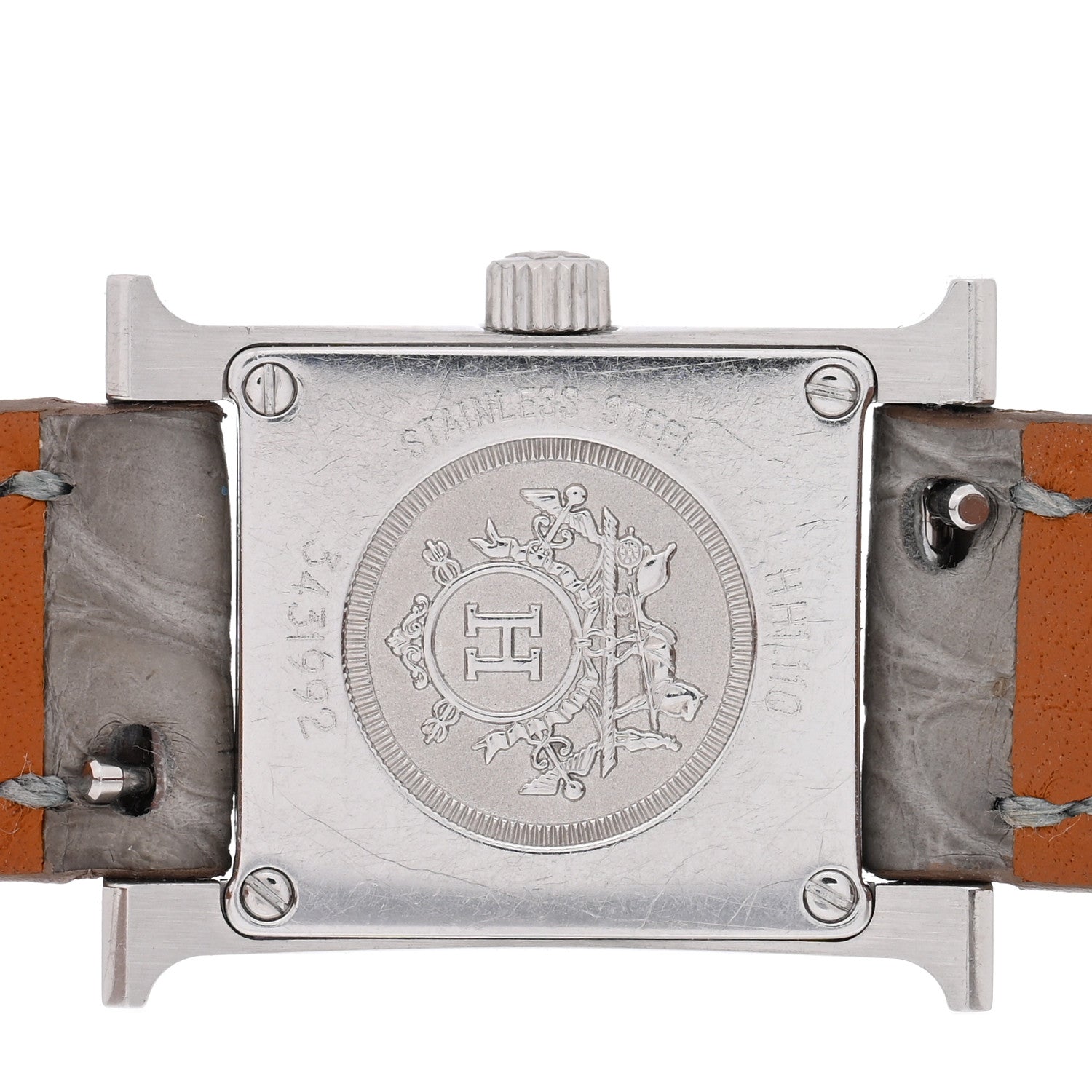 Hermes Stainless Steel Alligator Diamond Mother of Pearl 17.2mm Heure H Hour Quartz Watch Gris Perle 4 of 5
