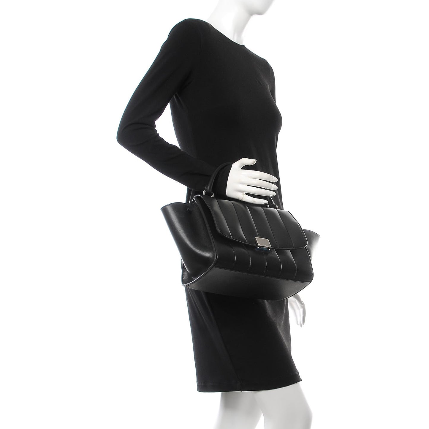 Lambskin Quilted Small Trapeze Black