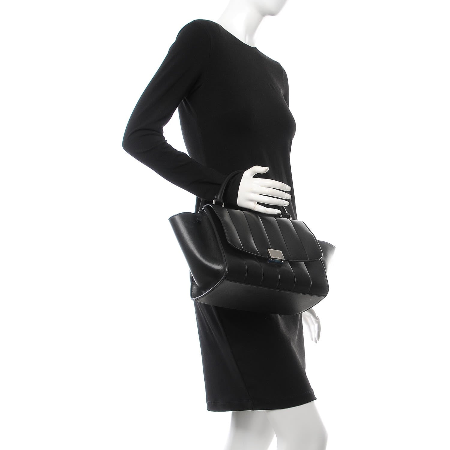 Celine Lambskin Quilted Small Trapeze Black 3 of 11