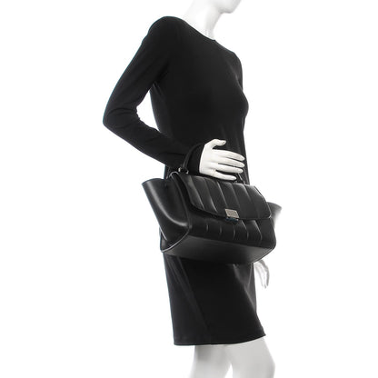 Celine Lambskin Quilted Small Trapeze Black 3 of 11