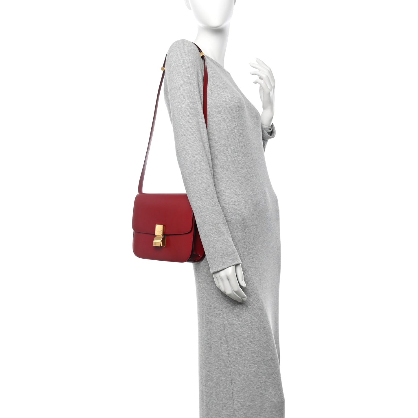 Box Calfskin Medium Classic Box Flap Bag Red