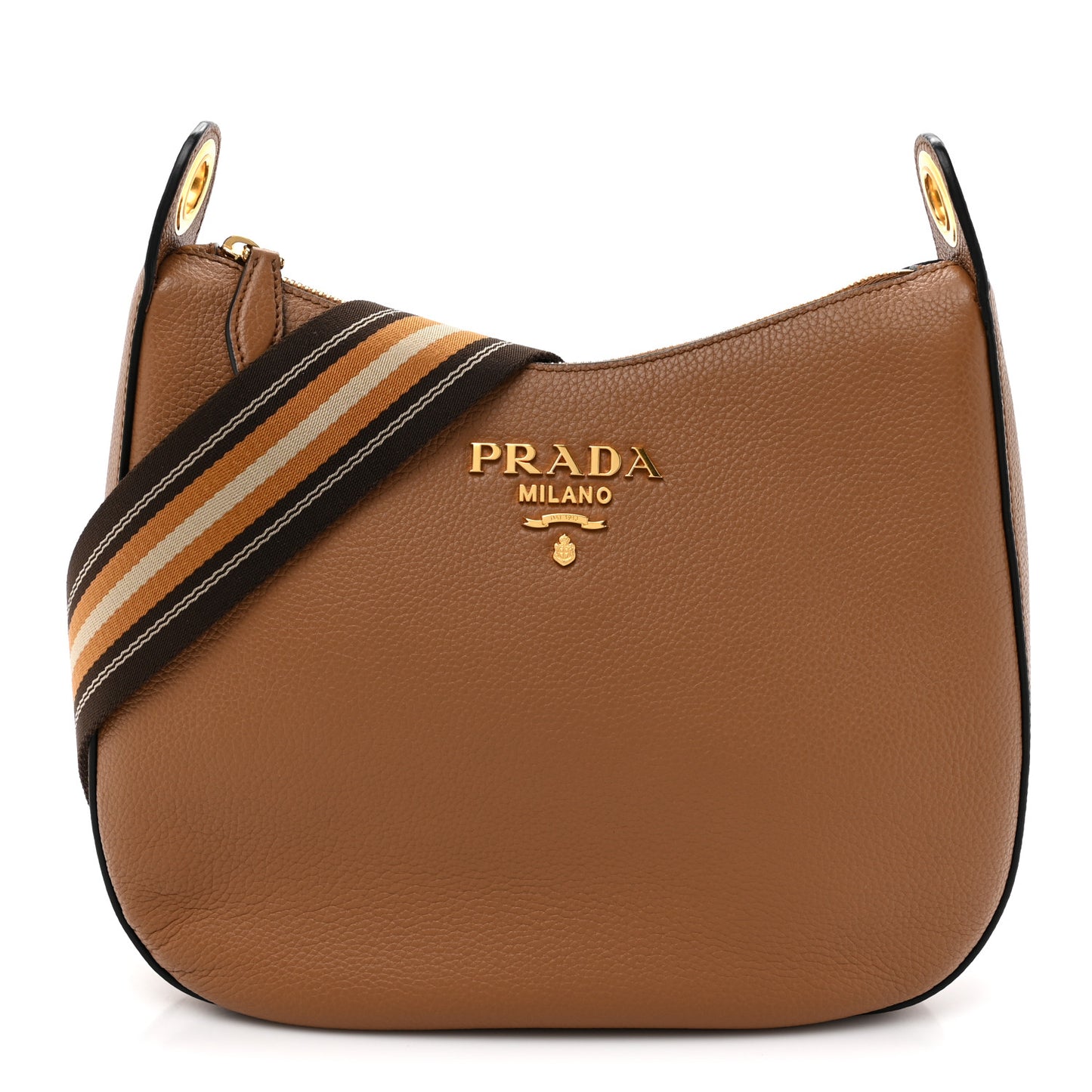 Vitello Phenix Zippered Messenger Hobo Cammeo
