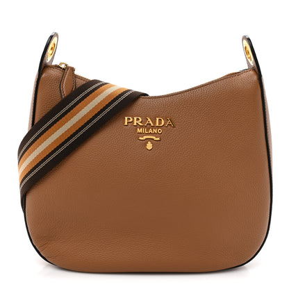 Prada Vitello Phenix Zippered Messenger Hobo Cammeo 1 of 10