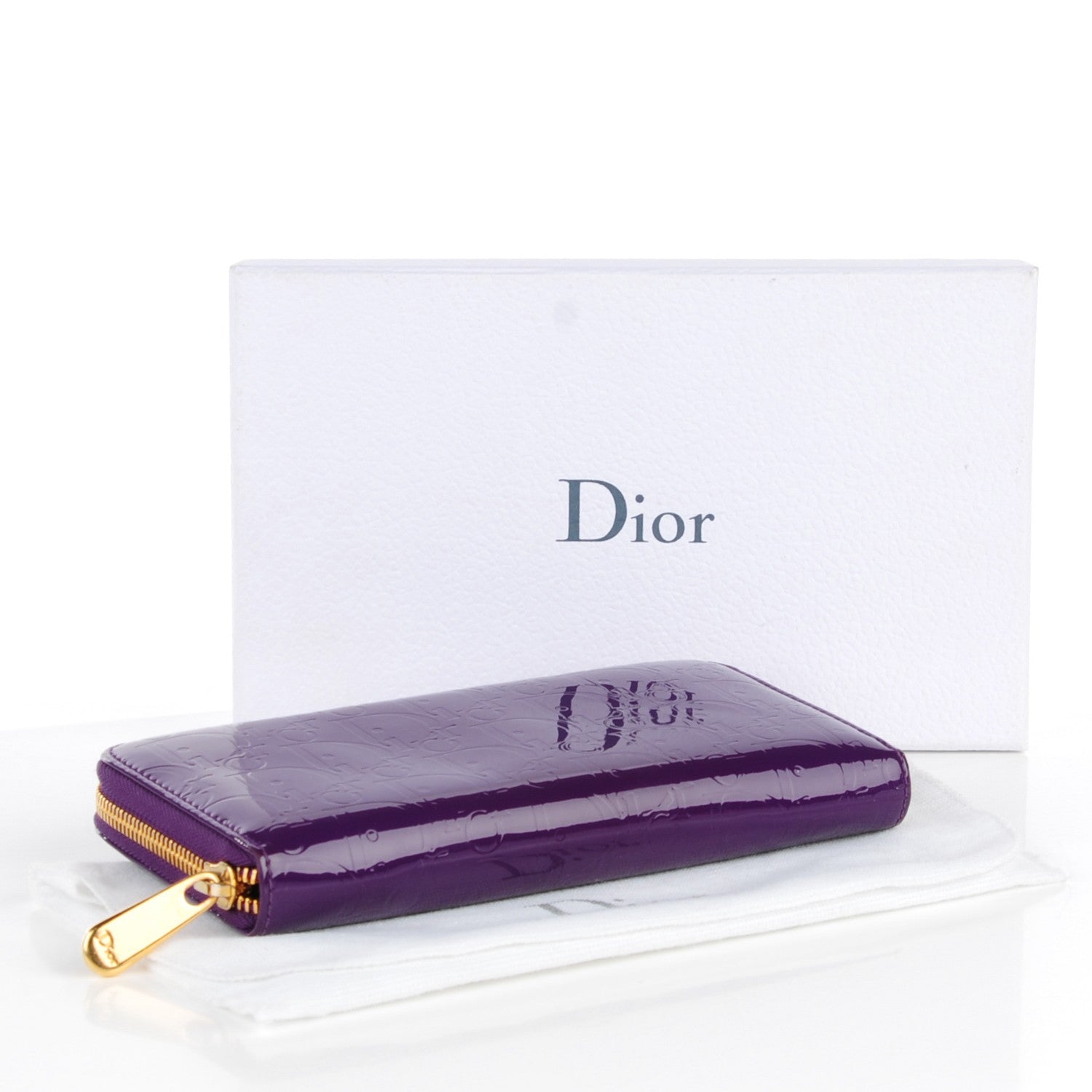 Christian Dior Patent Ultimate Voyageur Zip Around Wallet Purple Leopard 4 of 7