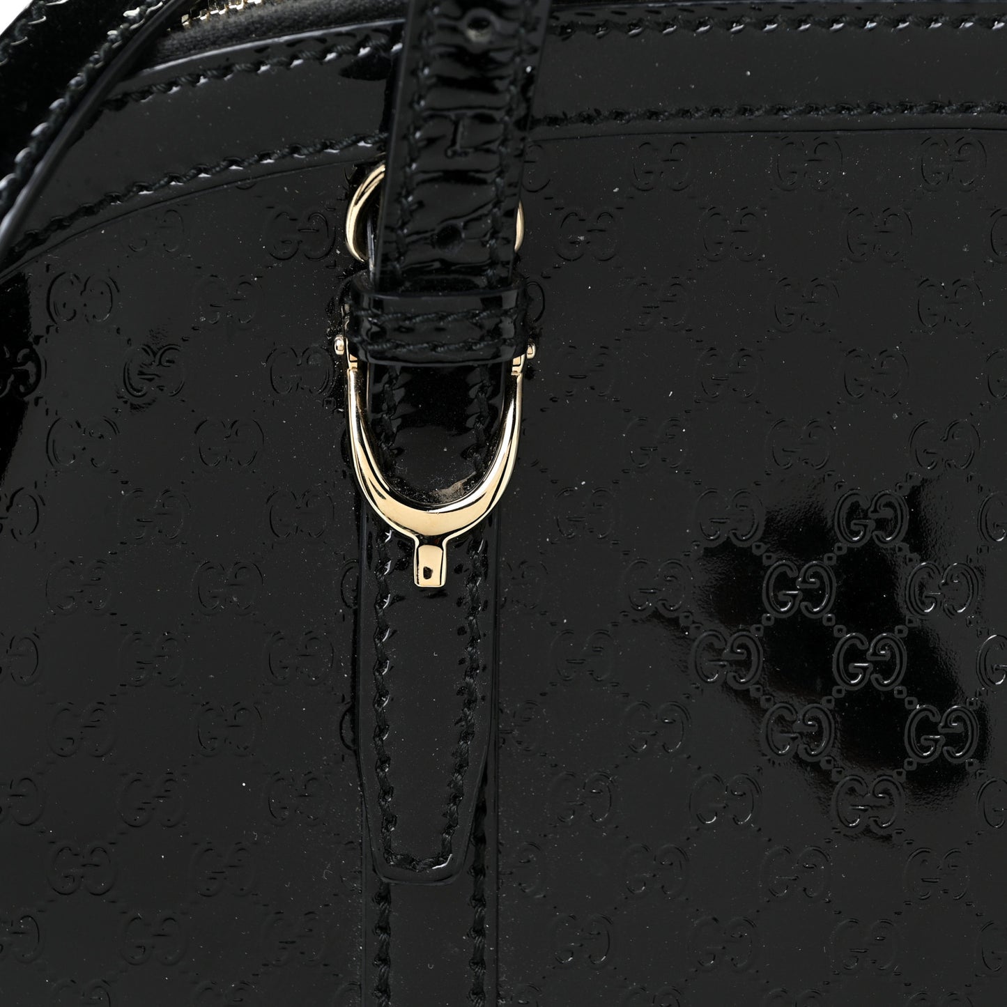 Patent Microguccissima Small Nice Top Handle Dome Bag Black