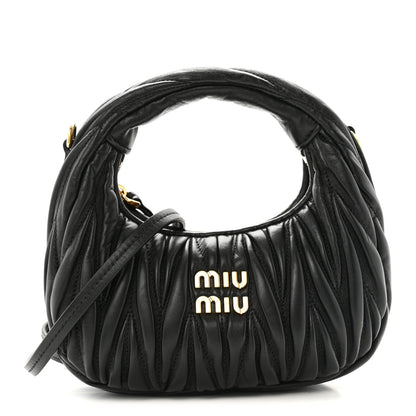 Miu Miu Nappa Matelasse Mini Wander Hobo Black 1 of 10