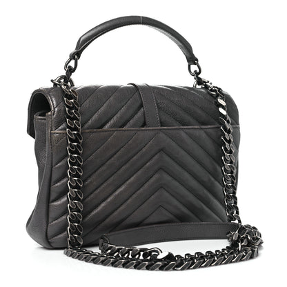 Saint Laurent Sheepskin Matelasse Chevron Monogram Medium College Bag Asphalt 3 of 13