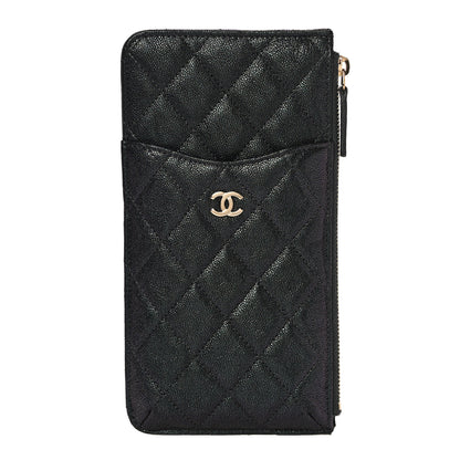 Chanel Iridescent Caviar Quilted Classic Flat Wallet Pouch Black 1 of 11