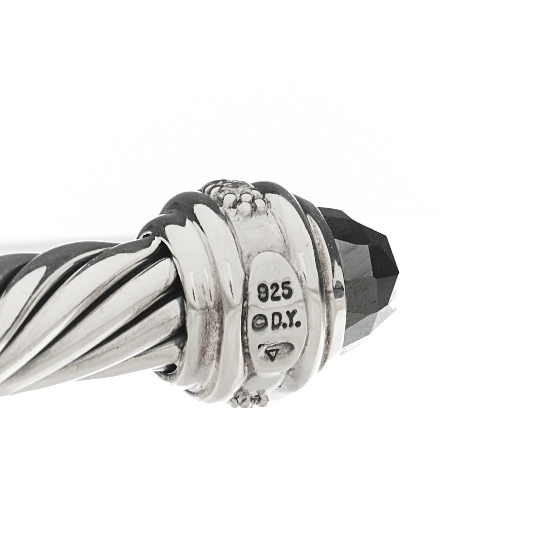 David Yurman Sterling Silver Diamond Hematite 7mm Cable Classics Bracelet 3 of 3