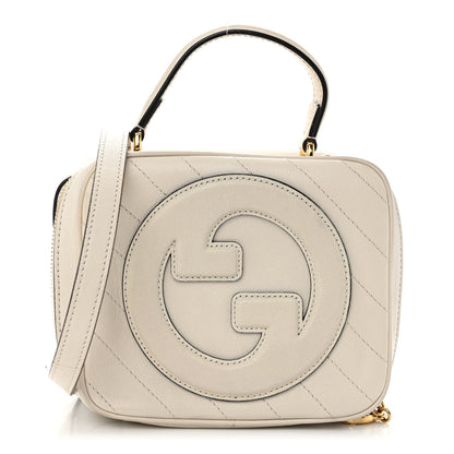 Gucci Sakai Be Green Calfskin Diagonal Stitched Blondie Top Handle Bag Mystic White 1 of 10