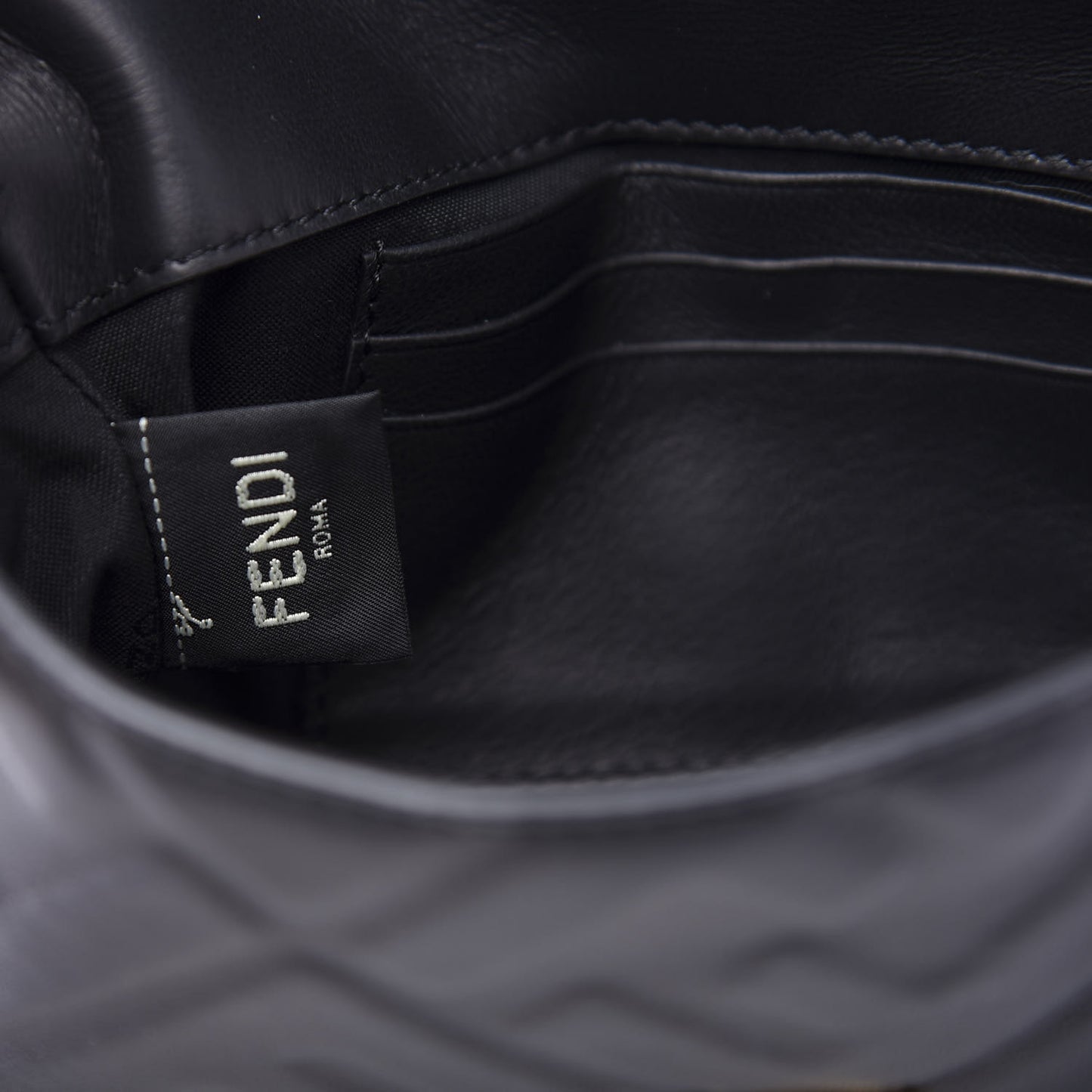 Nappa FF 1974 Embossed Mini Baguette Black