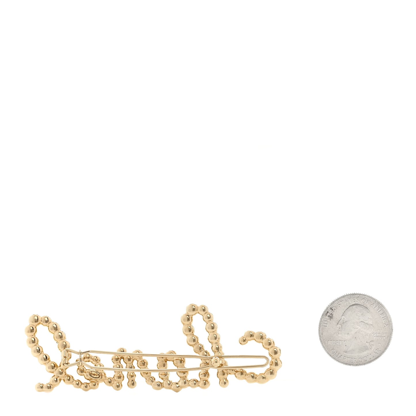 Metal Glass Swirling Pearls Hair Clip Gold
