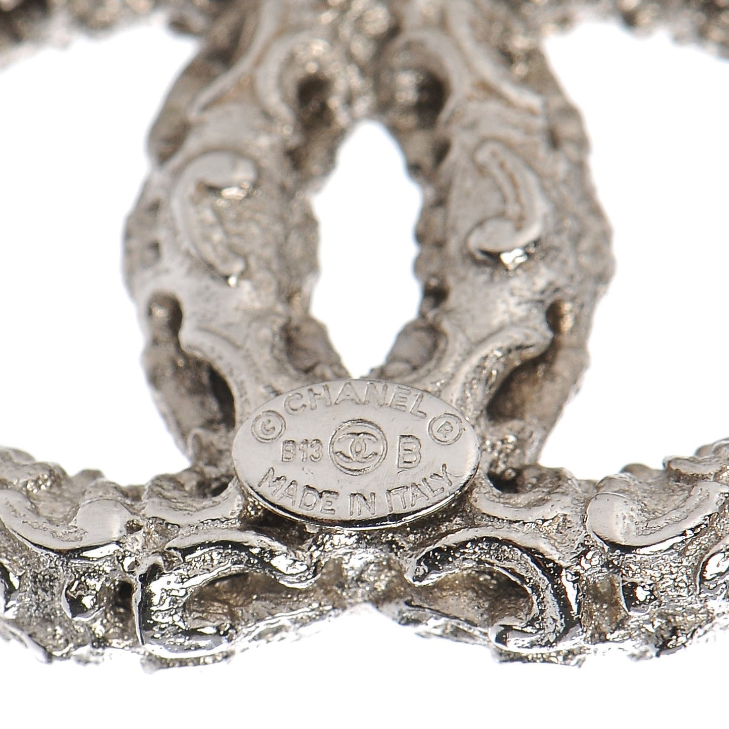 Textured CC Earrings Silver