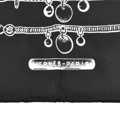 Hermes Silk Le Tresor De Medor Scarf 90 Black Creme 3 of 6