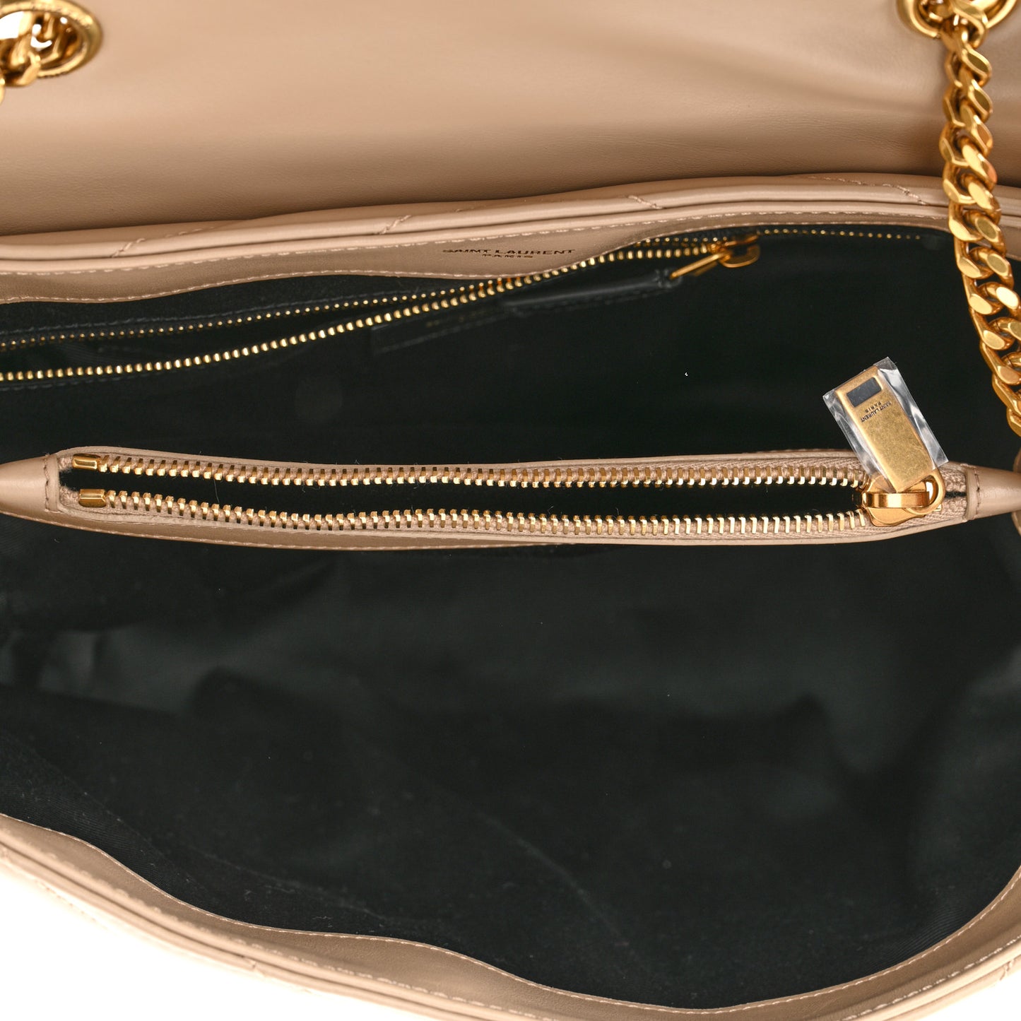 Calfskin Y Quilted Monogram Medium Loulou Chain Satchel Dark Beige