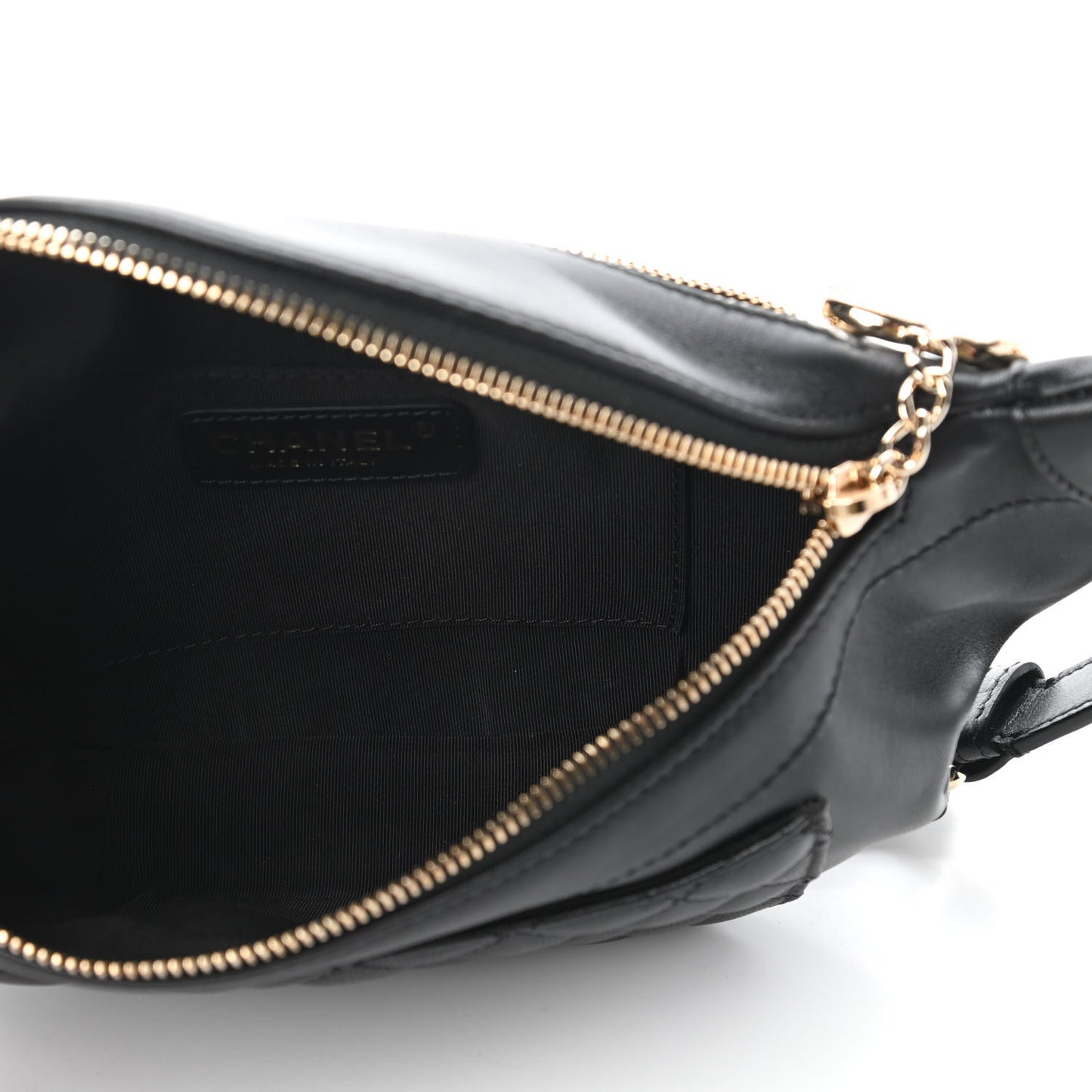 Lambskin Quilted Waist Bag Fanny Pack Black
